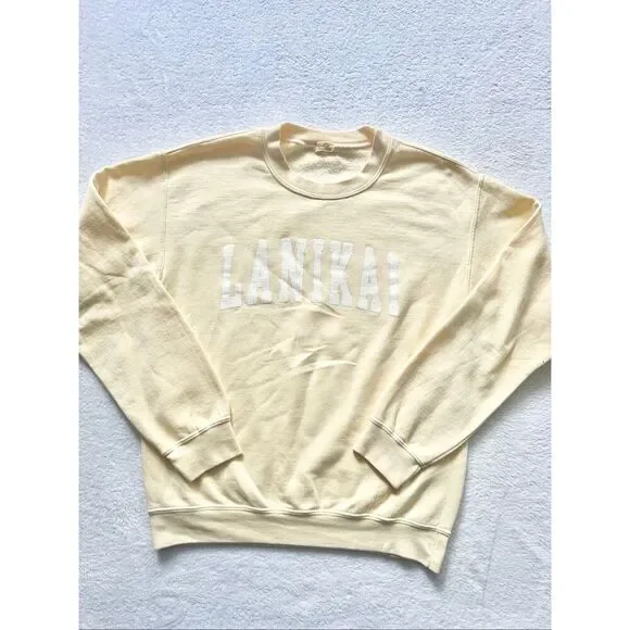 Brandy Melville Erica Lanikai Sweatshirt Butter Yellow White Logo One Size